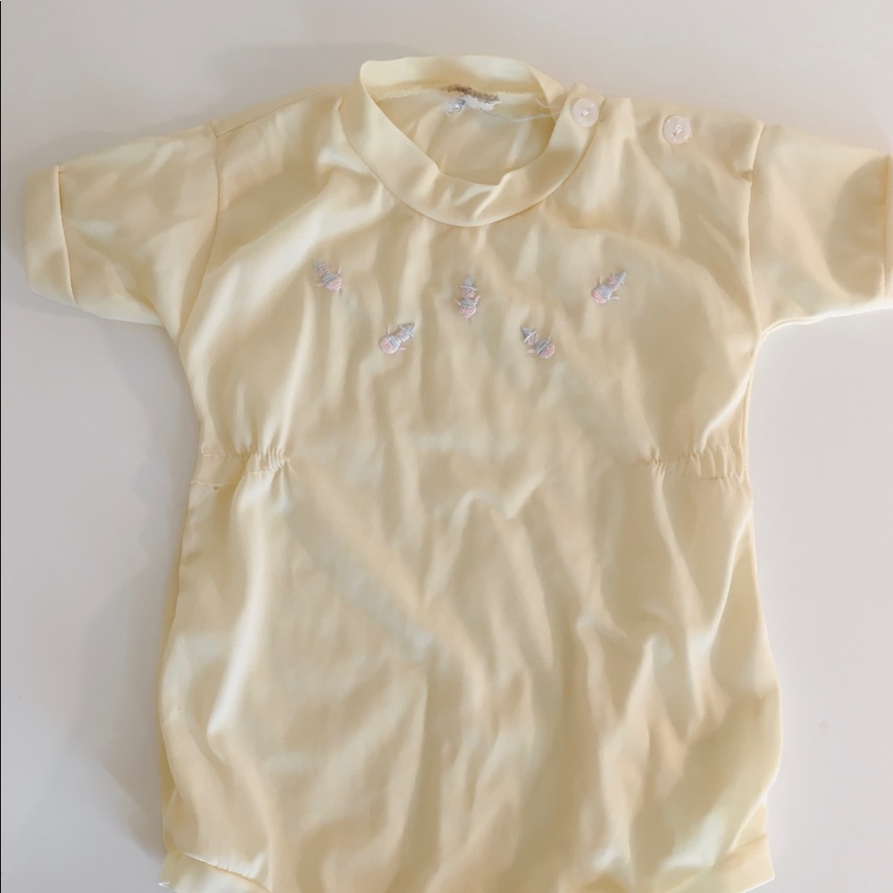 Vintage Embroidered Little Pig Bubble Onesie